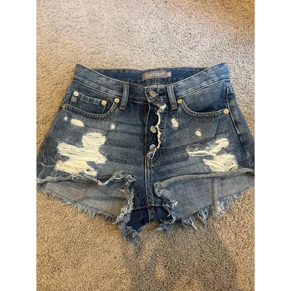 JUSTUSA Women's Distressed Denim Shorts Size XS